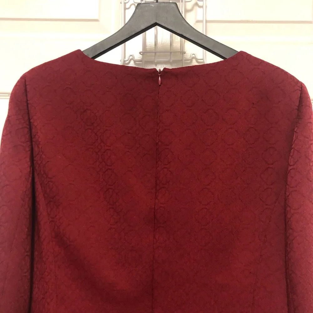 Vintage KASPER Elegant Burgundy Dress - Picture 9 of 13